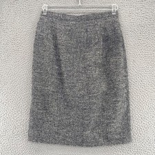 Talbots Skirt Women 8 Petite Vintage Gray Wool Blend Boucl Above Knee Straight