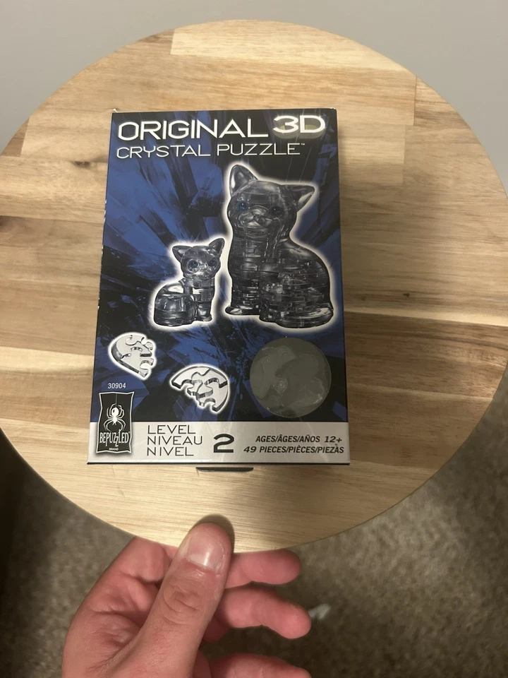 Gato y gatito desconcertados - Gris oscuro - Rompecabezas de cristal 3D nivel 2 NUEVO 🐈‍⬛ Foto 3 de 3