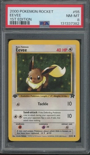 2000 Pokemon Rocket 1st Edition #55 Eevee PSA 8
