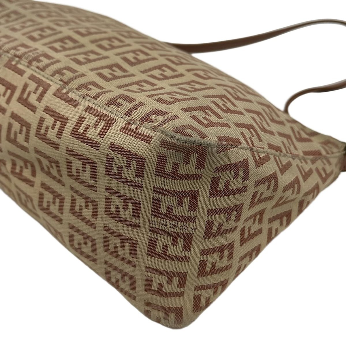 FENDI Zucchino 8BR267 Beige Pink Beige Jacquard Leather Shoulder