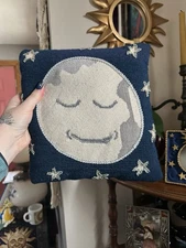 Handmade Vintage Needlepoint Pillow Moon Stars Celestial