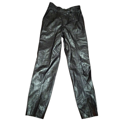 Vintage Global Identity Black Leather Pants Ladies 7/8 High Waist Old Money