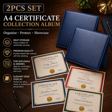 2PCS A4 Award Case Album PU Leather Certificate Portfolio for Diploma Documents