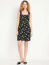 NWT Old Navy Women’s Sleeveless Linen-Blend Mini Dress Black Floral sizes M,L