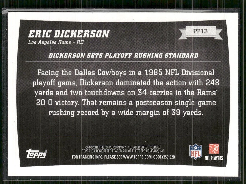 2010 Topps #PP13 Eric Dickerson Peak Performance - Image 2 of 2