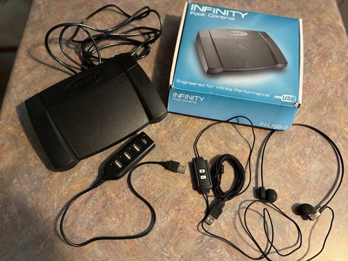 Infinity IN-USB-2 USB Transcription Foot Pedal Headset Bundle w/ Box Tested