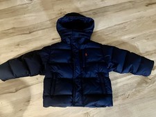 Polo Ralph Lauren 3T Navy Down Puffer Jacket Hooded Quilted Coat Red Pony Childs