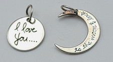 925 Sterling Silver Charms Circle  Moon I Love You To The Moon And Back