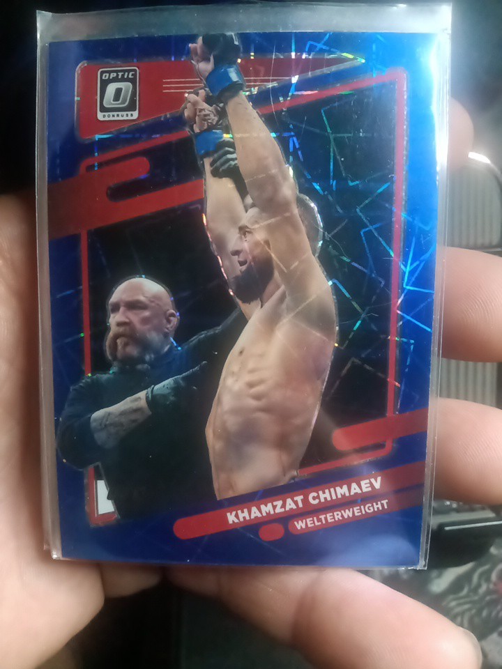 2022 Panini Donruss Optic UFC - Khamzat Chimaev #72 Blue Velocity Prizm
