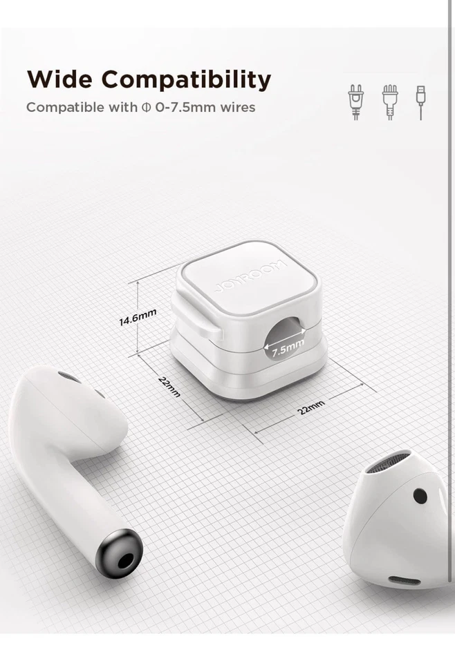 Paquete de 6 clips de cable magnéticos [cable liso ajustable] soporte de cable, debajo del escritorio... Foto 2 de 4