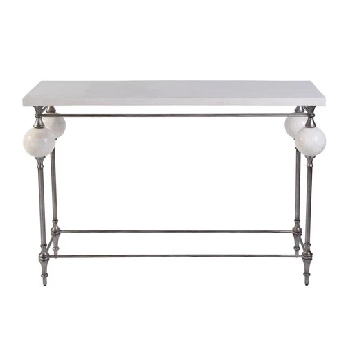 Butler Specialty Company Amadeo 48"W Rectangle Stone & Metal Console Table White - Picture 9 of 13