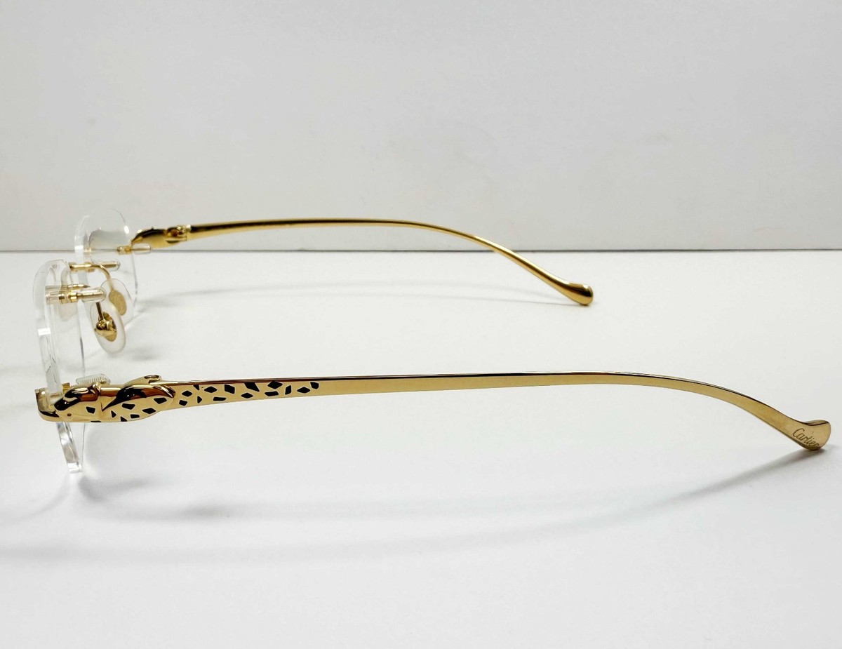Cartier Panthère de Cartier Eye Glasses CT0058O Gold Rimless  display picture 2