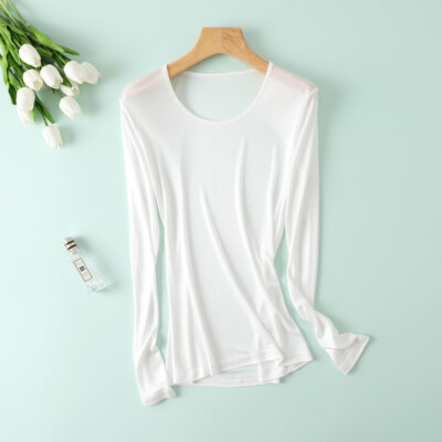 Women Mulberry Silk T-shirt Long Sleeve Undershirt Heated Vest Top Heated Jacket