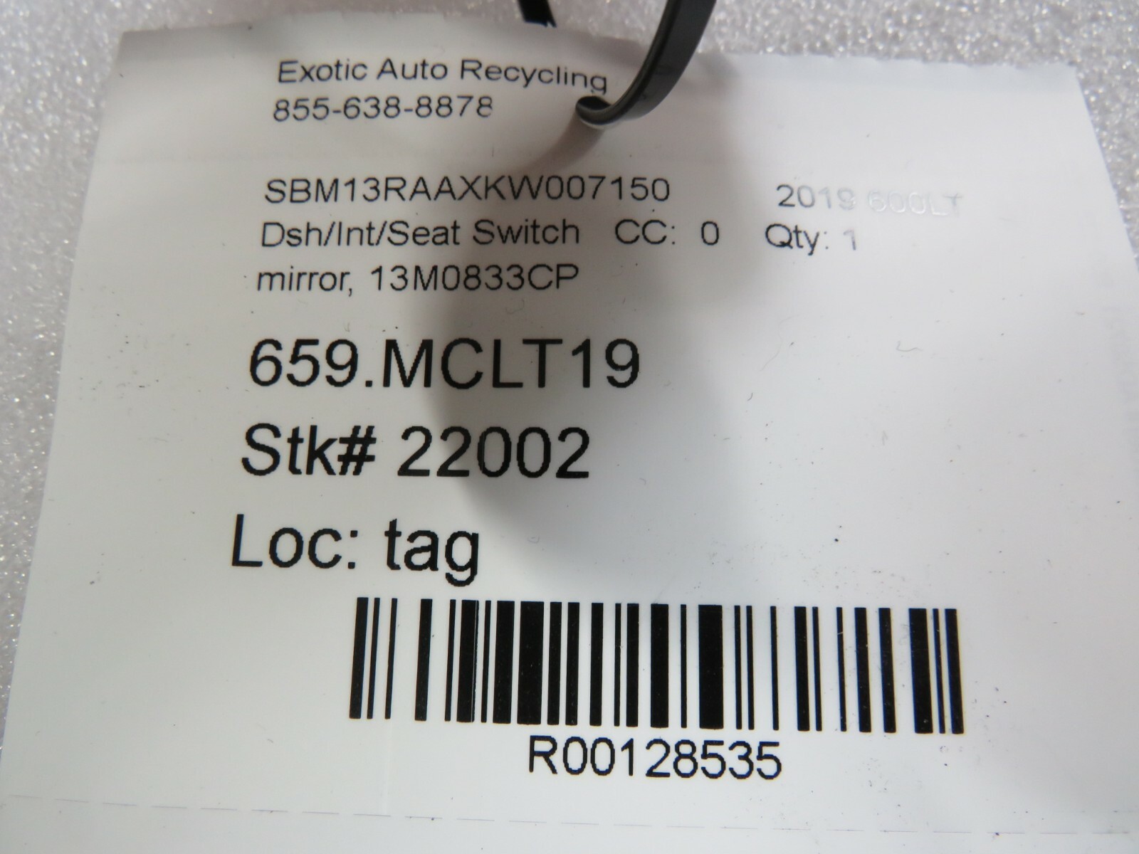 McLaren 600LT, Mirror Control Switch, Used, P/N 13M0833CP