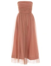 ZIMMERMANN LIPSTICK TULLE STRAPLESS MIDI DRESS IN LIPSTICK NUDE
