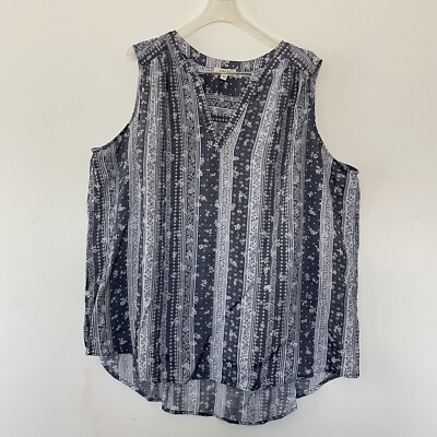 Como blue Top V neck sleevless Blouse 2XL