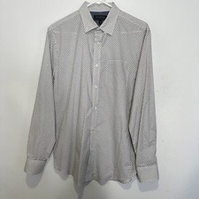 Banana Republic Mens Shirt Medium White Blue Button Down Long Sleeve Pocket