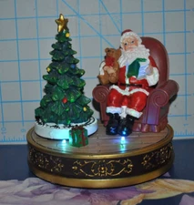 PAC Animated Talking Storytelling SANTA w Teddy Bear & LED Rotating Tree Train