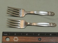 Vintage Silverplate Child's Forks, Qty 2, Holmes  Edwards, one bent