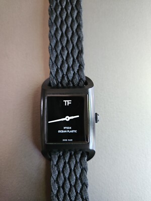 Tom Ford Watch; Rare Square Black; Stylish w/ Box Papers Extra  Strap!