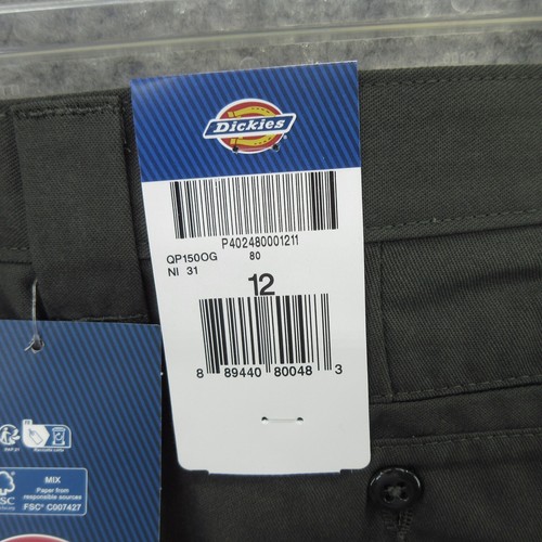 Dickies Boys Flex Pants 12 Olive Green Slim Fit Tapered Leg Wrinkle Resist New - Picture 6 of 15