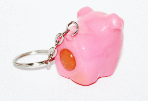 Naughty Pooping Pig Keychain - Squeeze / Kids / Funny / Silly Poo Gag Gift Keys - Picture 3 of 4