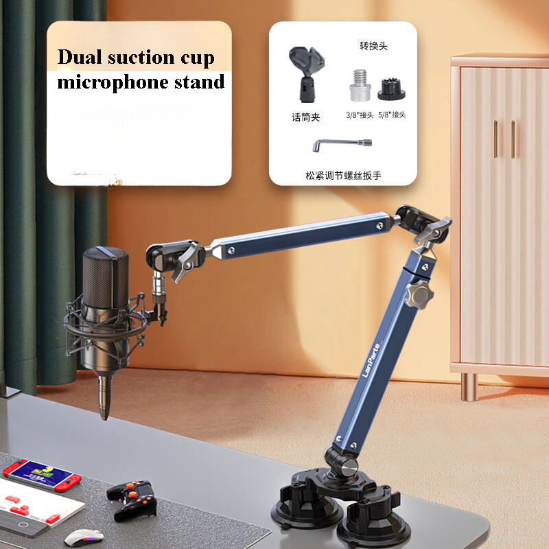 Telescopic Desktop Cantilever Microphone Holder for Enhanced Audio Setup-image