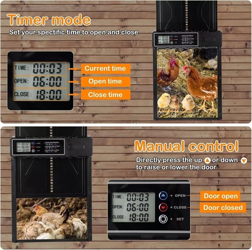 Elektrische hühnerklappe Automatische Hühnerstalltür mit timer und manuelle NEU - Bild 13 von 16