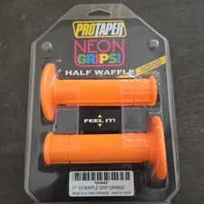 PROTAPER Neon Orange Single-Density MX Grips 1/2 Waffle Pair Custom Kraton Rubbe