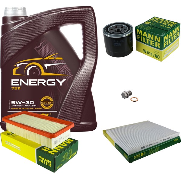 Mann Inspektionspaket 5 L Mannol Energy 5W-30 FüR KIA Rio II 1.4 16V 1.6 Cvvt-image