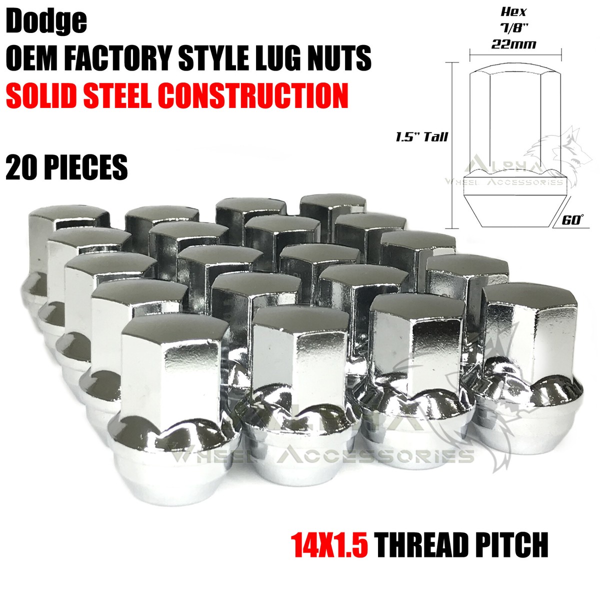 20 Dodge Challenger Charger OEM Factory Style Lug Nuts 14x1.5 Fits
