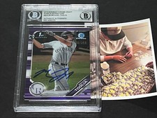 Michael Toglia Rockies Auto SIGNED 2019 BOWMAN 1st Purple Refractor BECKETT BAS