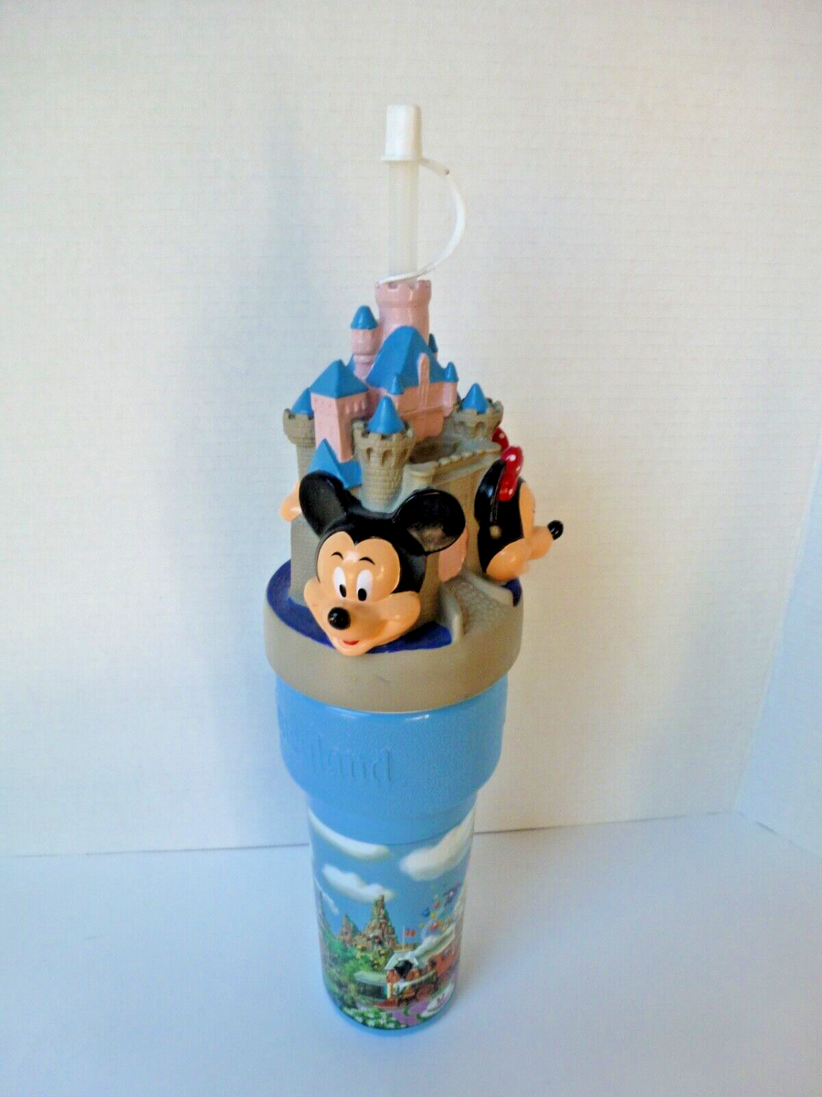Disneyland Plastic Souvenir Sipper Castle Cup Mickey Minnie Goofy