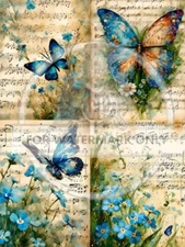 Decoupage Central, Rice Paper, Butterflies, Musical Notes, Country, Shabby chic,