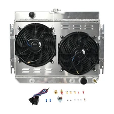 3 Row Aluminum Radiator Shroud Fan Relay Kit For Chevy Impala/ EL Camino 63-68