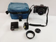 Minolta Maxxum 5000AF 35mm SLR Film Camera w/ 35-70 mm & 50mm Lens, Flash & Hood