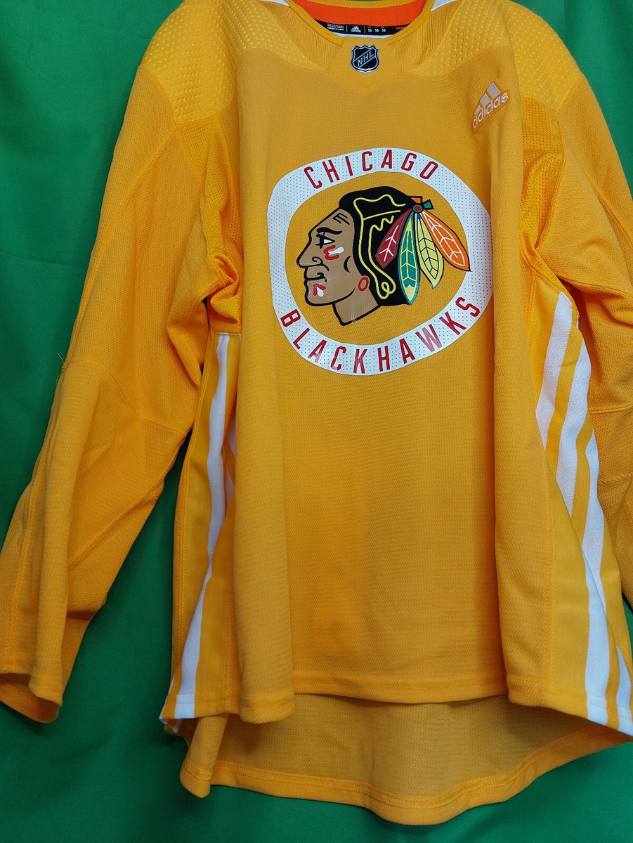 Sunflower yellow Chicago Blackhawks jersey 58 practice jersey adidas  authentic