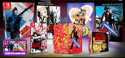 No More Heroes Collector's Edition 1 & 2 + 3 Trading Cards + Flag