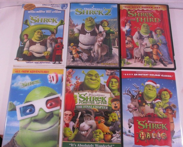 Lot of 6 SHREK DVDs Shrek, Shrek 2, The Third, 3D, Forever After, the