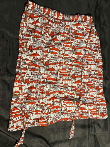 Rare- Anthropologie Porridge Midi City Scape Print Skirt with Tie Size XL - Afbeelding 1 van 6