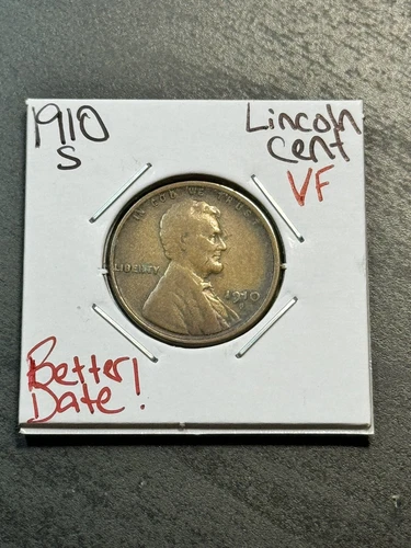 1910 S Lincoln Wheat Cent Penny VF+ Very Fine Better Date Coin (Raw11164)