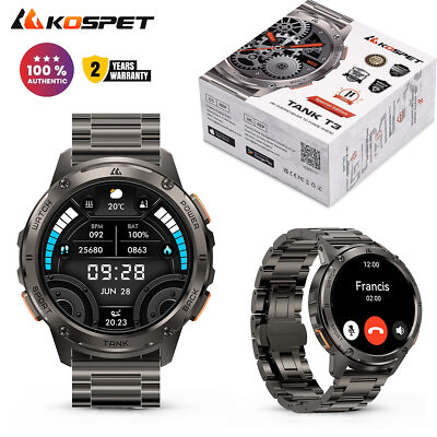2024 KOSPET TANK T3 Smart Watch Men 50M Waterproof AOD Bluetooth 500 mAh Battery