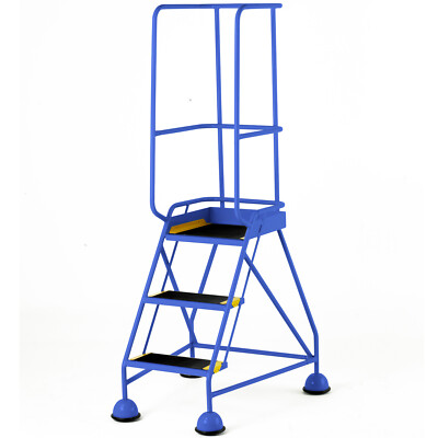 3 Stufen Mobile Lagertreppe & Geländer BLAU 1,7m tragbare Sicherheitstreppe