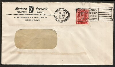 #ad #ad 1934 Northern Electric Advertising Cover 3c Medallion Slogan Vancouver BC C $3.00