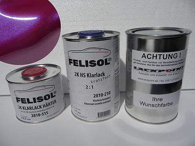 2,5 Liter Set Klarlack+Basislack Spritzfertig Candy Violett Met Autolack Tuning