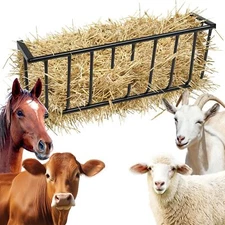 Horse Hay Feeder, 40.5'' Long Livestock Hay Feeder 25 Gallon Steel Wall Mounted