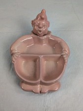 Hankscraft Pink Baby Food Warming Divided Dish Clown Design 1940's-1950's VTG