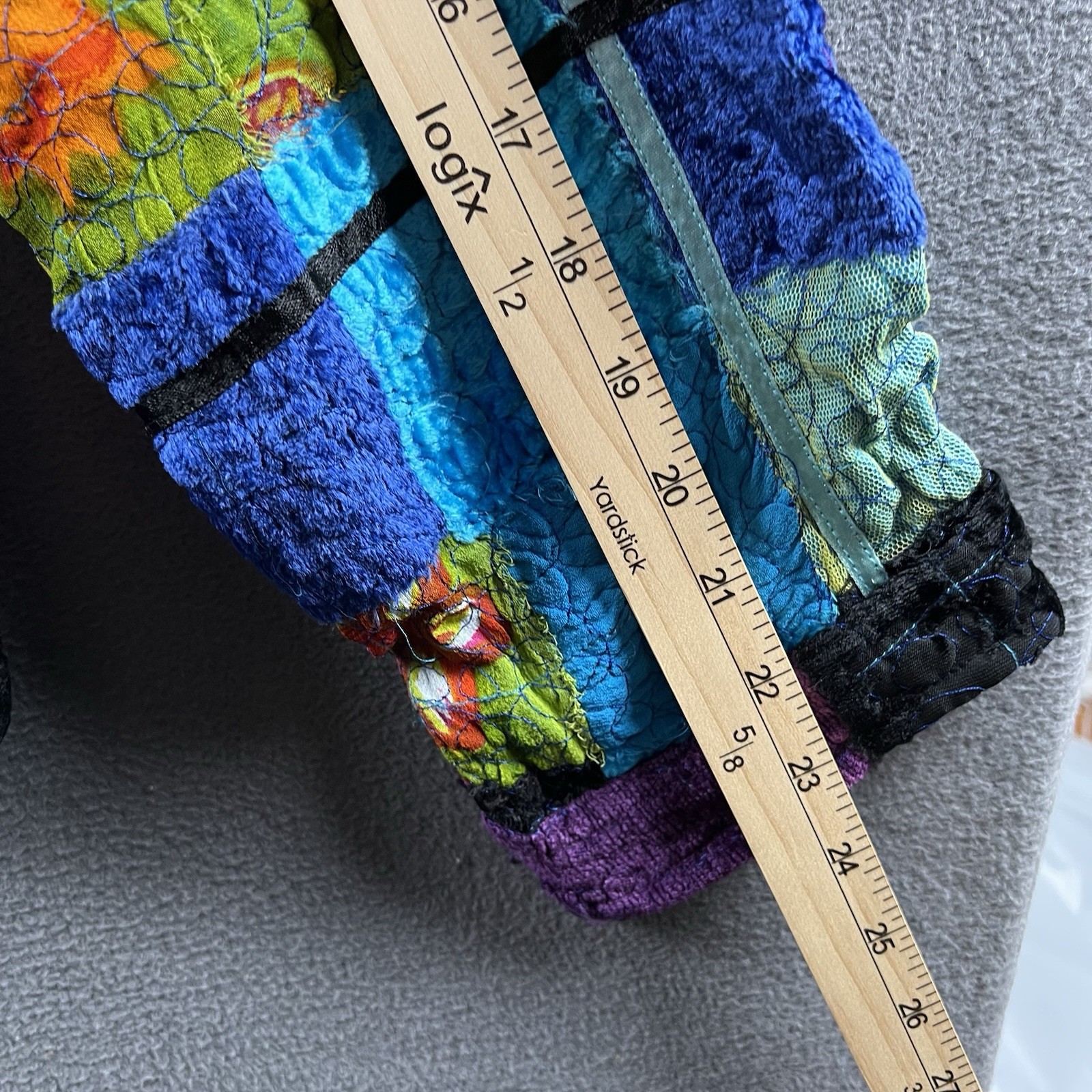 Chicos Jacket Size 3 Colorful Patchwork Floral 3D… - image 10