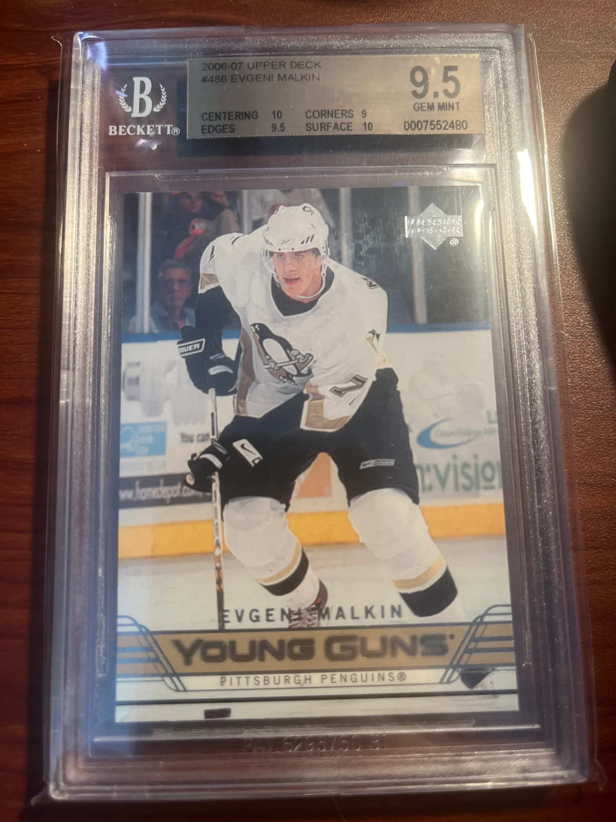 2006-07 Upper Deck Evgeni Malkin YG #486 Young Guns Rookie BGS 9.5 GEM MINT