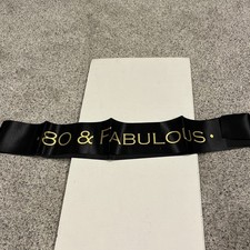 80th Birthday Sash, 80 Fabulous' Birthday Sash for Women Black Sash with Gold